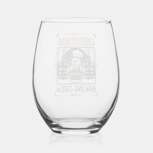 Christmas Baking Crew Snowman Chef Gingerbread Coo Stemless Wine Glass