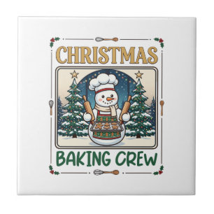 Christmas Baking Crew Snowman Chef Gingerbread Coo Tile