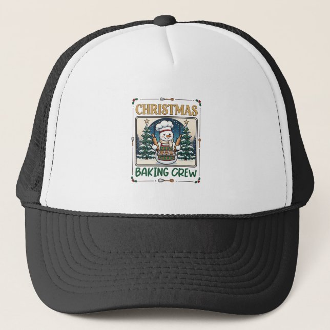 Christmas Baking Crew Snowman Chef Gingerbread Coo Trucker Hat (Front)