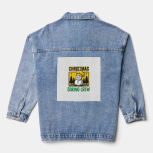 Christmas Baking Crew Snowman Holiday Design Denim Jacket