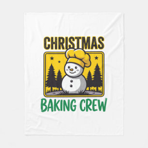 Christmas Baking Crew Snowman Holiday Design Fleece Blanket