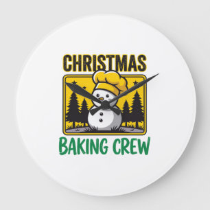 Christmas Baking Crew Snowman Holiday Design Large Clock