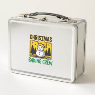 Christmas Baking Crew Snowman Holiday Design Metal Lunch Box