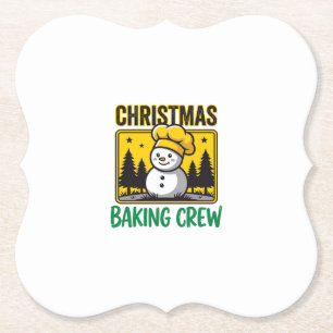 Christmas Baking Crew Snowman Holiday Design Paper Coaster