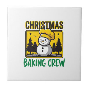 Christmas Baking Crew Snowman Holiday Design Tile