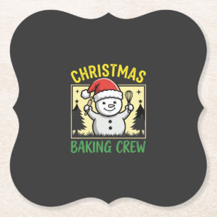 Christmas Baking Crew Snowman Holiday Paper Coaster