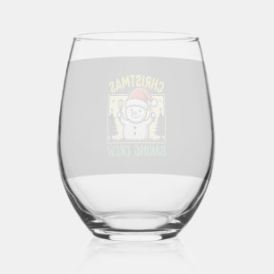 Christmas Baking Crew Snowman Holiday Stemless Wine Glass