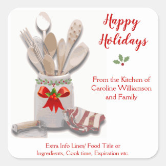 Christmas Baking From Kitchen of Baker Food Cook Square Sticker