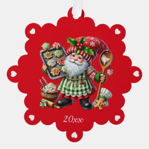 Christmas Baking Gnome Personalised Tree Decoration Card