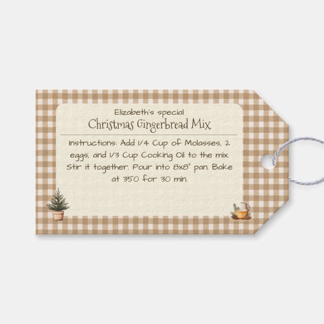 Christmas Baking Mix Brown Gingham Labels (Front (Horizontal))