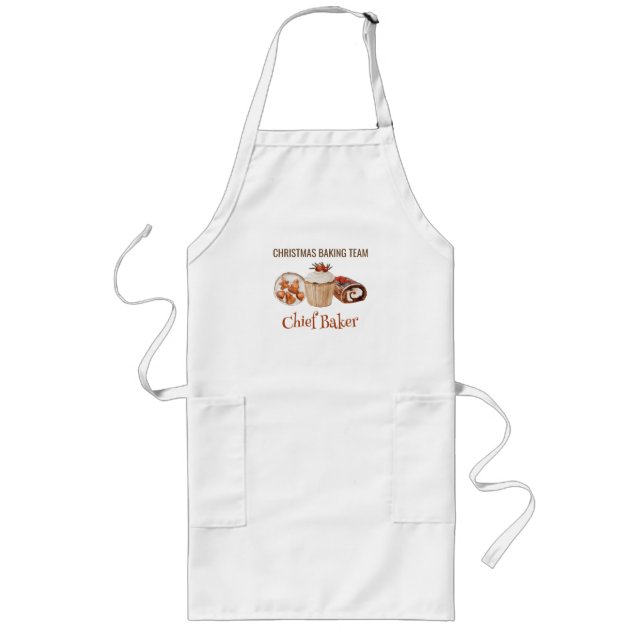 Christmas Baking Team Chief Baker Long Apron (Front)