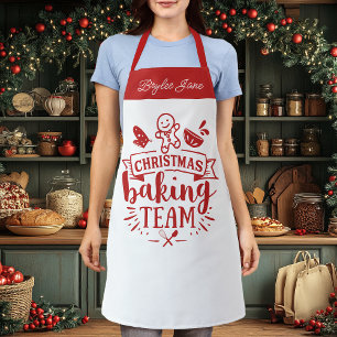 Christmas Baking Team Cute Red Personalised Apron
