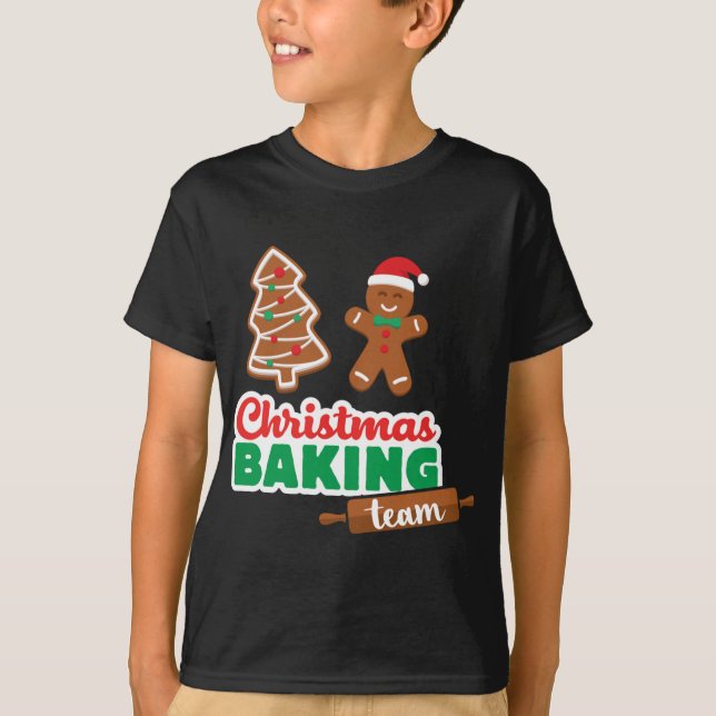 Christmas Baking Team Merry Funny Xmas Cookies Mat T-Shirt (Front)