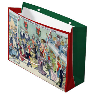 Christmas Ball at Catville, Louis Wain Large Gift Bag