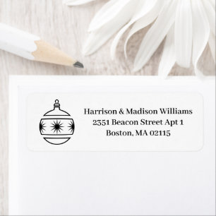 Christmas ball black white custom Return Address 