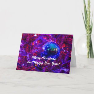 Christmas Ball Blue Red Holiday Card