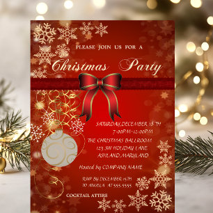 Christmas Ball, Bow Corporate  Christmas Party Invitation