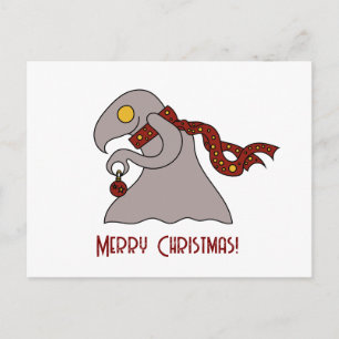Christmas ball cute monster holiday postcard