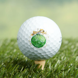Christmas Ball Decoration/Aqua + Gold/ Golf Balls