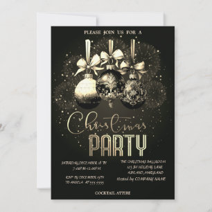 Christmas Ball,Fireworks Black Christmas Company  Invitation
