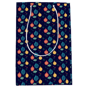Christmas Ball Green Yellow Vintage Medium Gift Bag