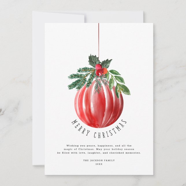 Christmas Ball Merry Christmas Non Photo Holiday Card (Front)