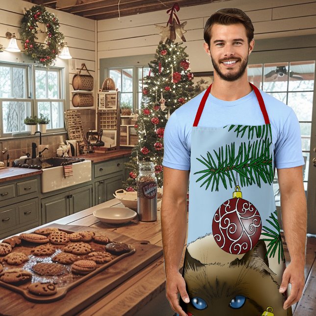 Christmas Ball Ornament Cat Apron (Creator Uploaded)