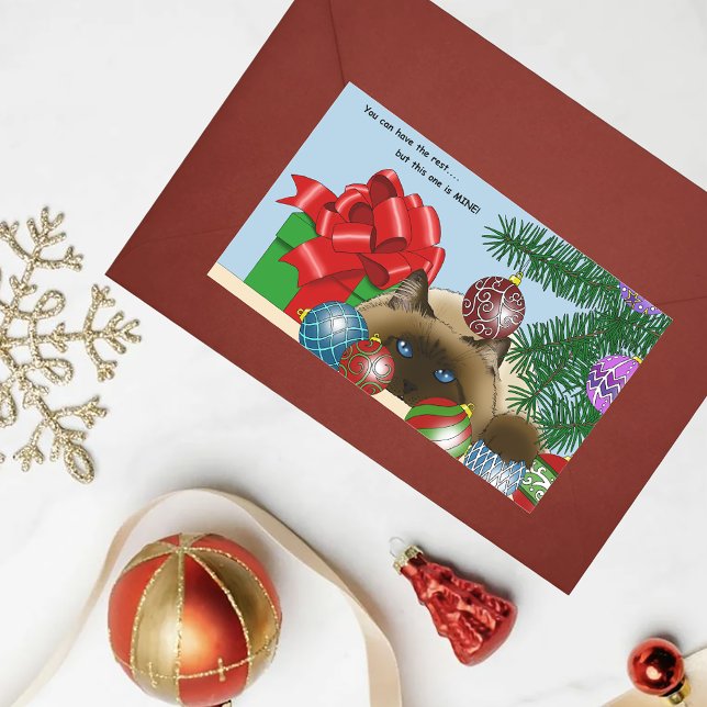 Christmas Ball Ornament Cat Rectangular Sticker (Creator Uploaded)