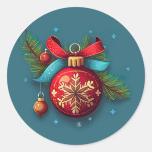Christmas Ball Ornament Classic Round Sticker