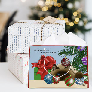 Christmas Ball Ornament Siamese Cat Funny Large Gift Bag