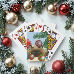 Christmas Ball Ornament Siamese Cat Funny Playing Cards