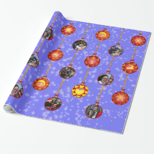 Christmas Ball Ornaments 6 Photos L-Navy Wrapping Paper