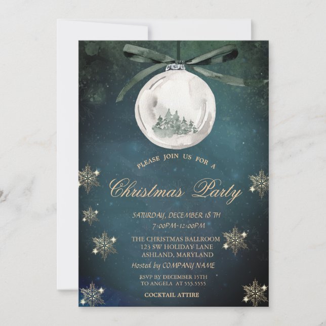 Christmas Ball,Pine Tree Snowflakes Company Party  Invitation (Front)