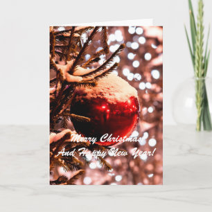 Christmas Ball Red Light Holiday Card