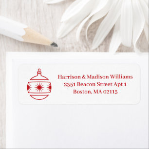 Christmas ball red white custom Return Address