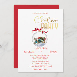  Christmas Ball Retro Car Company Party  Invitation