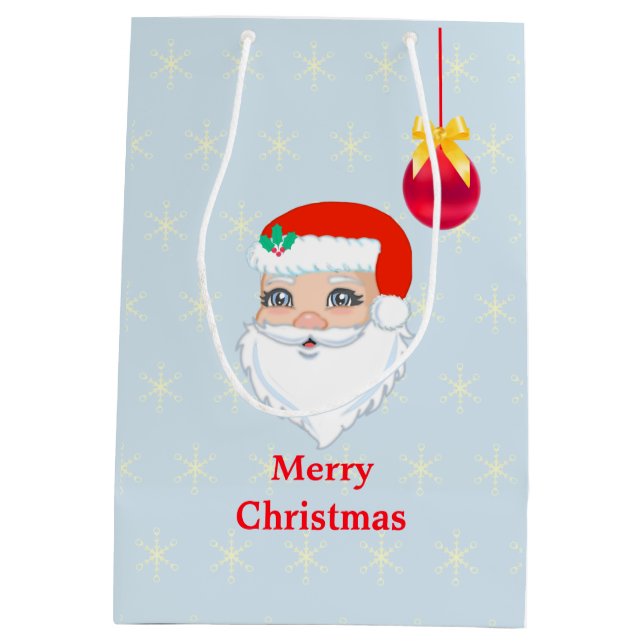 Christmas Ball & Santa Claus Medium Gift Bag (Back)