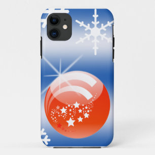 Christmas ball Snowflake blue white red iPhone 11 Case
