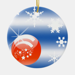 Christmas ball Snowflake blue white red Ceramic Tree Decoration
