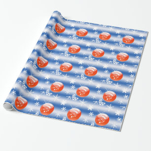 Christmas ball Snowflake blue white red Wrapping Paper