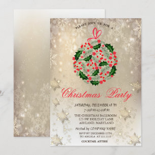 Christmas Ball Snowflakes Company Christmas Party  Invitation