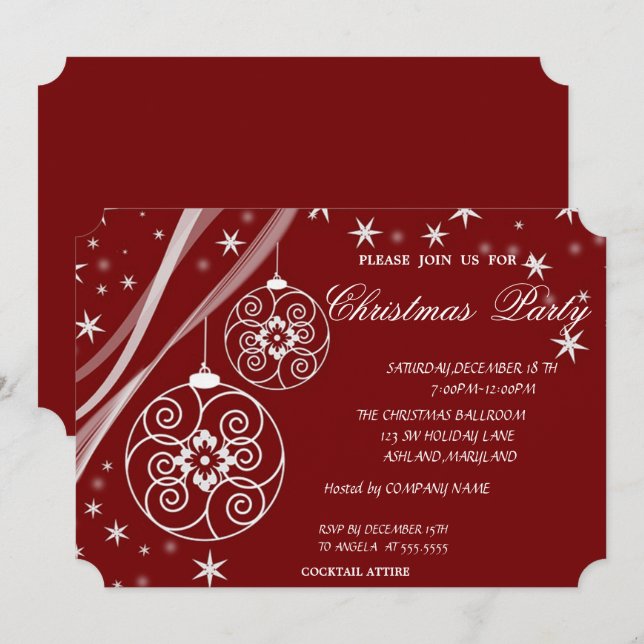 Christmas Ball Snowflakes,CorporateChristmas Party Invitation (Front/Back)