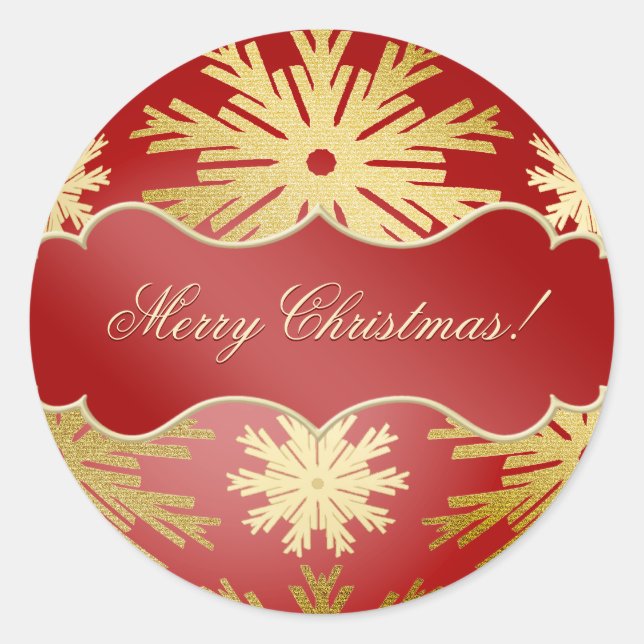 Christmas Ball Snowflakes Red Gold stickers (Front)