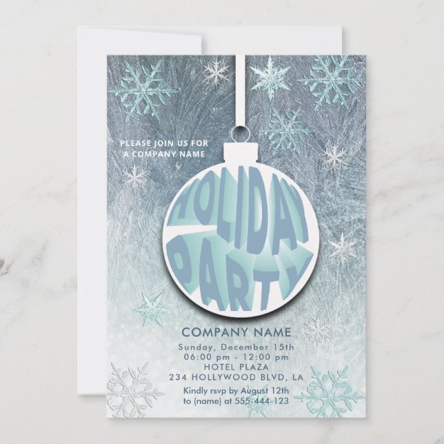 Christmas ball snowflakes typography holiday party invitation (Front)