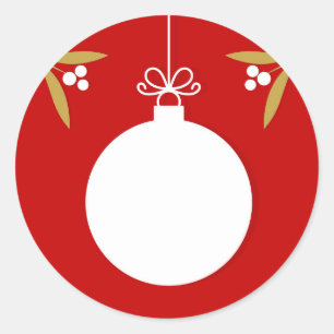Christmas ball Sticker. Place for text. Classic Round Sticker