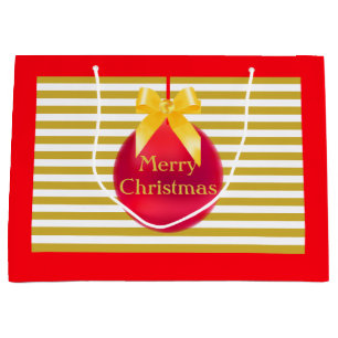 Christmas Ball & Stripes Large Gift Bag