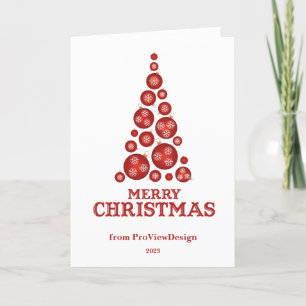 Christmas ball tree red & white  holiday card