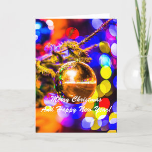 Christmas Ball Yellow Colourful Holiday Card