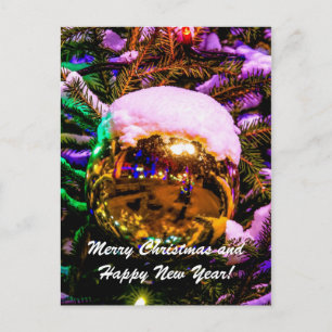 Christmas Ball Yellow Holiday Postcard