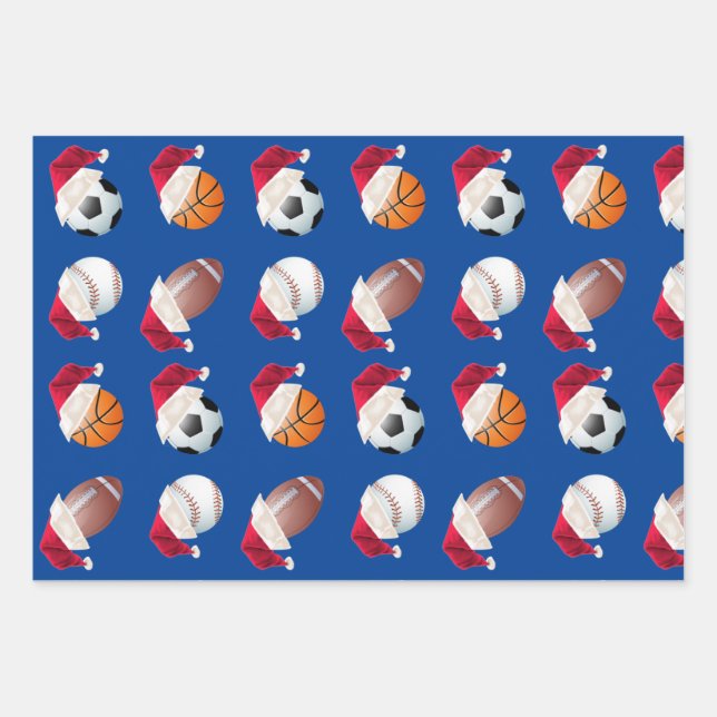 Christmas Baller Sports Funny Santa Holiday Wrapping Paper Sheet (Front)